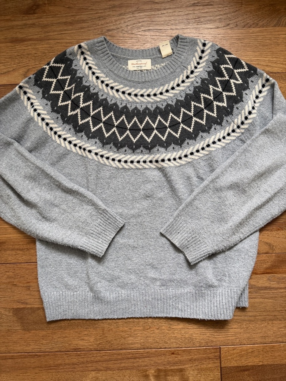 Gray Scandinavian Knit Sweater Minimal Nordic Design Weatherproof Vintage Size L